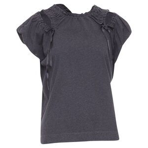 Simone Rocha Grey Cold Shoulder Ribbon Puff Sleeve Top